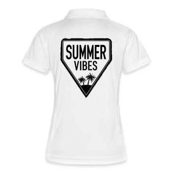 SUMMER VIBES design with cool lettering - Frauen Polo atmungsaktiv - Weiß/Navy - Hinten