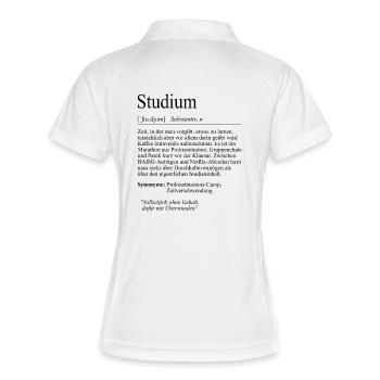 Unispruch "Studium" Student Geschenk, Studenten - Frauen Polo atmungsaktiv - Weiß/Navy - Hinten