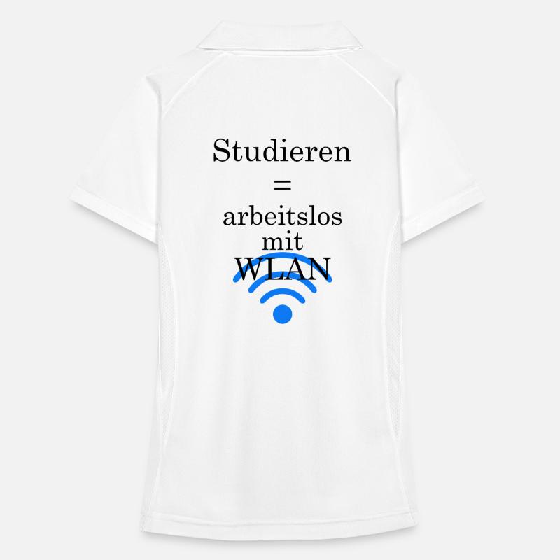 Unispruch "Arbeitslos mit WLAN" Geschenk Studenten Frauen Polo atmungsaktiv