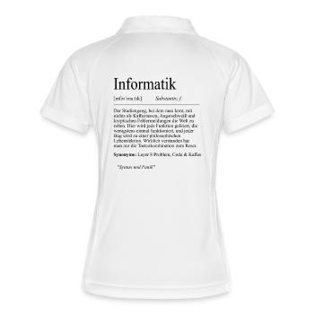 Unispruch "Informatik" Student Geschenk, Studenten - Frauen Polo atmungsaktiv - Weiß/Navy - Hinten