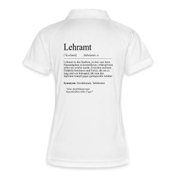 Unispruch "Lehramt" Student Geschenk, Studenten - Frauen Polo atmungsaktiv - Weiß/Navy - Hinten