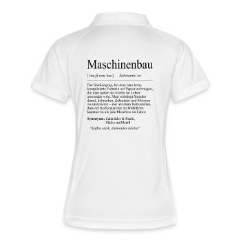 Unispruch "Maschinenbau" Geschenk, Studenten - Frauen Polo atmungsaktiv - Weiß/Navy - Hinten