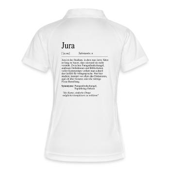 Unispruch "Jura" Student Geschenk, Studenten - Frauen Polo atmungsaktiv - Weiß/Navy - Hinten