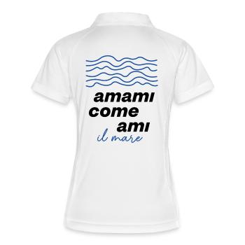 Vagues bleues La mer Design - Polo respirant Femme - blanc/marine - Dos