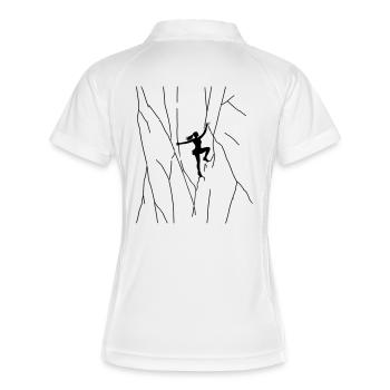 Girl climbs on rock outdoor bouldering free solo - Women's Polo breathable - white/navy - Back