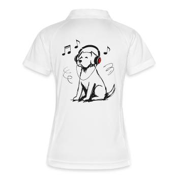 Dog Headphones Music Sketch Dog Gift - Women's Polo breathable - white/navy - Back
