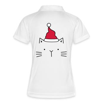Chat noël chapeau noël noël - Polo respirant Femme - blanc/marine - Dos