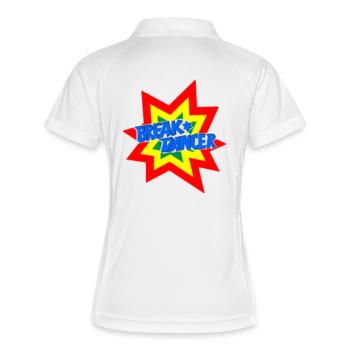 Lebhafte Breakdancer Motivgestaltung - Frauen Polo atmungsaktiv - Weiß/Navy - Hinten