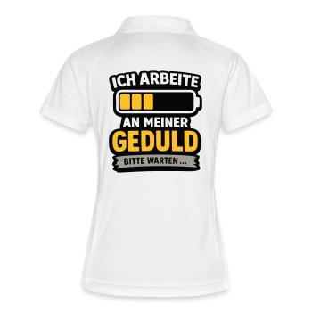 Geduld-Upgrade: Bitte Warten - Frauen Polo atmungsaktiv - Weiß/Navy - Hinten