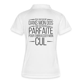 Ceux qui parlent dans mon dos - Polo respirant Femme - blanc/marine - Dos