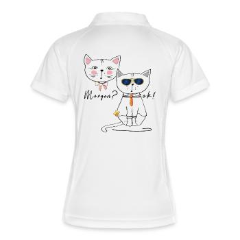 Chat et matou demain ? D’ACCORD! - Polo respirant Femme - blanc/marine - Dos