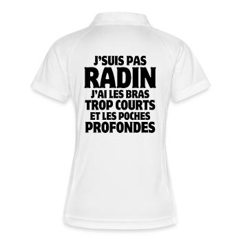 radin, je suis une pince, radin humour - Polo respirant Femme - blanc/marine - Dos