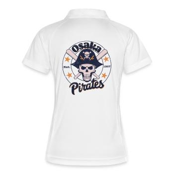 Osaka Pirates Baseball Team - Frauen Polo atmungsaktiv - Weiß/Navy - Hinten