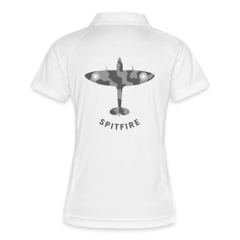 Avion de chasse de Spitfire - Polo respirant Femme - blanc/marine - Dos