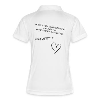 Sohn_Charakterkind - Frauen Polo atmungsaktiv - Weiß/Navy - Hinten
