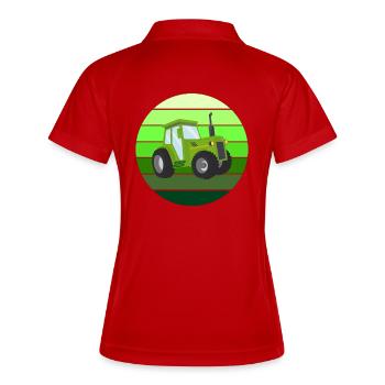 Traktor, Bauer, Bauer, Landwirt - Frauen Polo atmungsaktiv - Weiß/Navy - Hinten