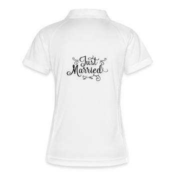 Just Married - Frauen Polo atmungsaktiv - Weiß/Navy - Hinten