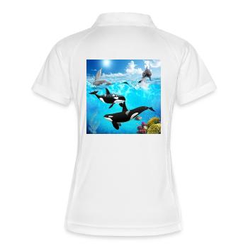 Unterwasserkapsel: Orca- und Delfintauchgang - Frauen Polo atmungsaktiv - Weiß/Navy - Hinten