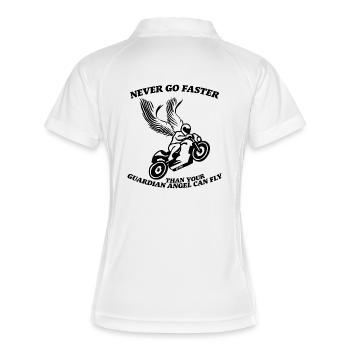 Fahre nie schneller als dein Schutzengel - Frauen Polo atmungsaktiv - Weiß/Navy - Hinten