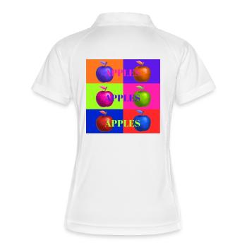 Pop Art Apfel Collage Design - Frauen Polo atmungsaktiv - Weiß/Navy - Hinten
