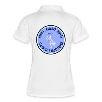 SUP Life – Badge de paddleboard debout en bleu - Polo respirant Femme - blanc/marine - Dos