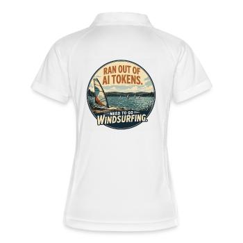 Windsurfen statt KI-Tokens - Frauen Polo atmungsaktiv - Weiß/Navy - Hinten