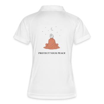 Protégez votre paix - Art au trait minimaliste - Polo respirant Femme - blanc/marine - Dos