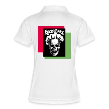 Motif de Cuisinier de Crâne à la Roche, Boulanger - Polo respirant Femme - blanc/marine - Dos
