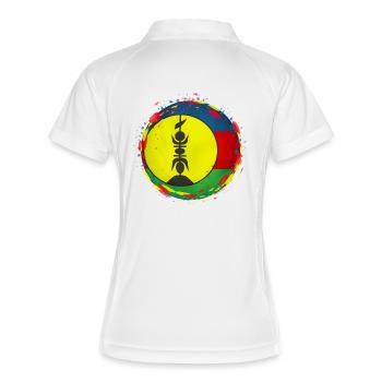 Neukaledonien, Kanak, Noumea - Frauen Polo atmungsaktiv - Weiß/Navy - Hinten