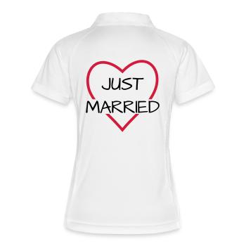 Regard de partenaire de mariage de coeur juste marié - Polo respirant Femme - blanc/marine - Dos