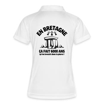 Bretagne, Bretagne humour, Breton - Polo respirant Femme - blanc/marine - Dos