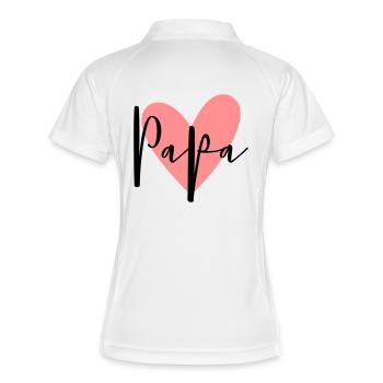 Papa Herz Liebe Familie Geschenk - Frauen Polo atmungsaktiv - Weiß/Navy - Hinten