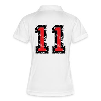 Le numéro onze - No. 11 (deux couleurs) rouge - Polo respirant Femme - blanc/marine - Dos
