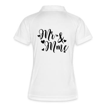 Mr And Mme à personnaliser avec Nom de famille - Polo respirant Femme - blanc/marine - Dos