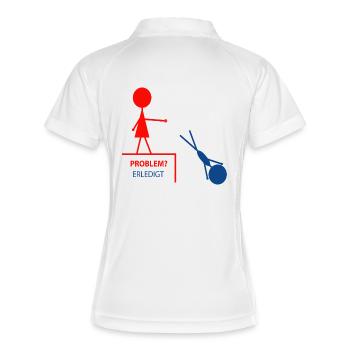Drôle de dicton – problème ? Fait! - Polo respirant Femme - blanc/marine - Dos