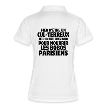 agriculteur, fermier, paysan, campagnard - Polo respirant Femme - blanc/marine - Dos