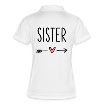 Sister coeur flèche amour petite amie cadeau - Polo respirant Femme - blanc/marine - Dos