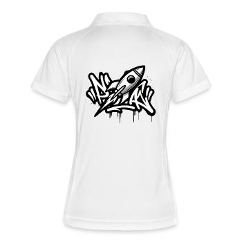 Fusée graffiti en noir et blanc - Polo respirant Femme - blanc/marine - Dos