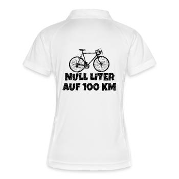 Null Liter auf 100 KM Rennrad (Vintage Schwarz) - Frauen Polo atmungsaktiv - Weiß/Navy - Hinten