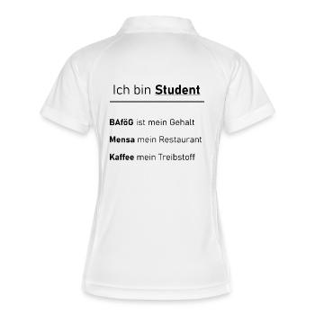 Unispruch "Ich bin Student" Geschenk, Studenten - Frauen Polo atmungsaktiv - Weiß/Navy - Hinten