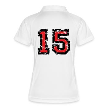 Le numéro quinze - No. 15 (deux couleurs) rouge - Polo respirant Femme - blanc/marine - Dos