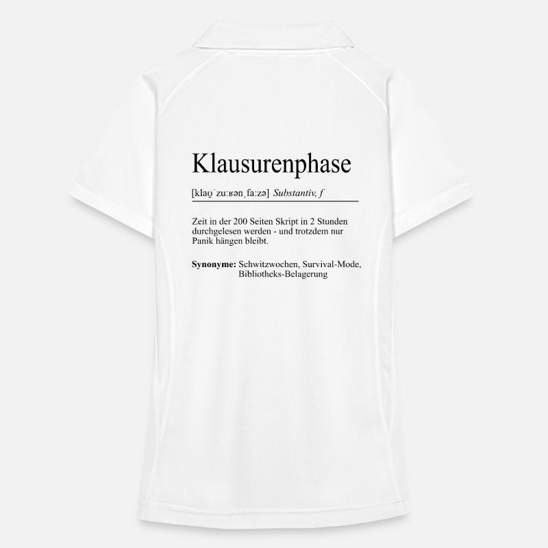 Unispruch "Klausurenphase" Geschenk, Studenten Frauen Polo atmungsaktiv
