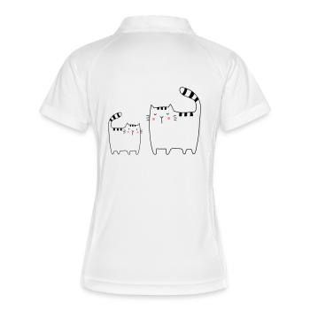 Chats Famille Chat Chaton - Polo respirant Femme - blanc/marine - Dos