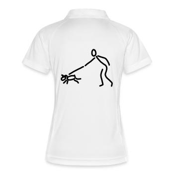 iYpsilon Hund gassi - Frauen Polo atmungsaktiv - Weiß/Navy - Hinten