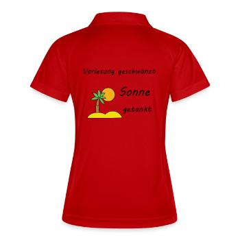 Unispruch "Sonne getankt" Geschenk, Studenten - Frauen Polo atmungsaktiv - Weiß/Navy - Hinten