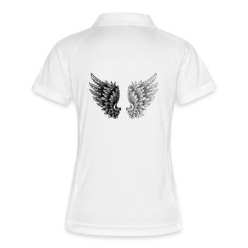 Angelwings YingYangEngel Flügel - Frauen Polo atmungsaktiv - Weiß/Navy - Hinten