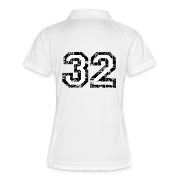 Zahl 32 (Vintage Weiß) 32. Geburtstag Nr. 32 - Frauen Polo atmungsaktiv - Weiß/Navy - Hinten