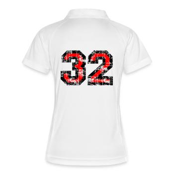 Zahl 32 (Vintage Rot 32. Geburtstag Nr. 32 - Frauen Polo atmungsaktiv - Weiß/Navy - Hinten