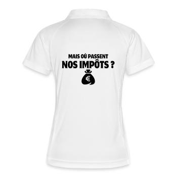 impôt, impôts, taxe - Polo respirant Femme - blanc/marine - Dos