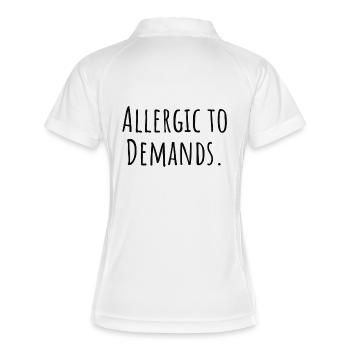 Allergic_to_Demands PDA Neurodivergentes Geschenk - Frauen Polo atmungsaktiv - Weiß/Navy - Hinten